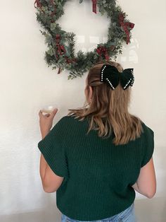 Meet the perfect way to elevate your outfit this holiday season. These velvet bows are the sweetest addition to any look. High Turtleneck, Holiday Hair Bows, Elevate Your Outfit, Velvet Bows, Holiday Hair, Chic Holiday, Sparkly Earrings