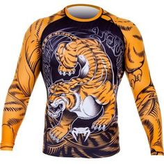 an orange and black shirt with a tiger on it