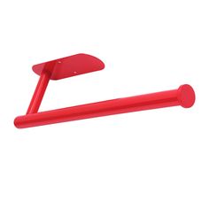 a pair of red plastic handles on a white background