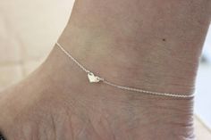 Heart anklet, tiny anklet, simple anklet, delicate silver anklet, rose gold anklet, summer, beach, a Rose Gold Anklet, Anklet Tattoos, Heart Anklet, Summer Anklets, Silver Anklet, Jewelry Advice, Women Anklets, Gold Anklet, Rose Gold Heart