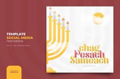 a flyer for a social media event with menorah candles