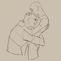 a drawing of two people hugging each other