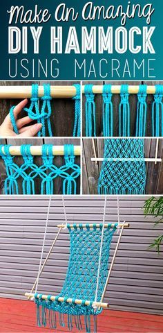 the instructions to make an amazing diy hammock using macrame