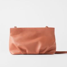 Elegant And Understated. Love Gathered Details Leather Upper Pink Leather Evening Bag With Detachable Strap, Evening Blush Crossbody Bag, Blush Crossbody Bag For Evening, Blush Crossbody Evening Bag, Feminine Leather Crossbody Shoulder Bag, Zara Leather Shoulder Bag With Detachable Handle, Elegant Zara Crossbody Bag, Zara Everyday Pouch Bag, Zara Pouch Bag For Everyday