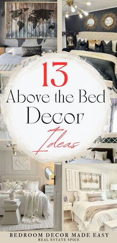 the top ten bedroom decor items in this collage are white, black and red