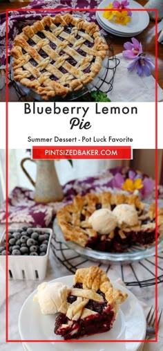 blueberry lemon pie with text overlay