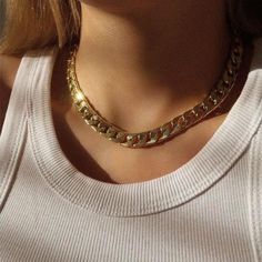 Chunky Gold Jewelry, Chunky Choker Necklace, Dainty Jewellery, Chunky Choker, Cuban Link Necklace, Miami Cuban Link, Womens Chokers, Miami Cuban, Chunky Jewelry