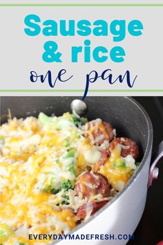 sausage and rice one pan meal with broccoli