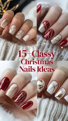 Get festive with these stunning Christmas nails! Featuring simple designs with elegant gold lines, these nails are perfect for adding a touch of holiday sparkle. 🎄✨ Click to explore 15+ more beautiful nail designs that will make your holiday season shine! #ChristmasNails #NailArt #HolidayNails #GoldNails #NailDesigns 2024 Xmas Nails, Nail For Christmas Holiday, Manicure Ideas For Christmas, Christmas Nails 2025 Trends, 2024 Christmas Nails Short, Nail Xmas Designs, Christmas Nail Trends 2024, December Nails Christmas Xmas Red, Nail Art Designs Christmas Simple