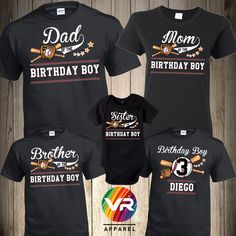 three matching birthday shirts for a boy and girl