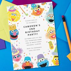 a birthday party with sesame street characters on it