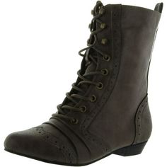 Refresh Lee-01 Women's Mid Calf Combat Boots On Oxford Structure Rubber Sole Lightweight Faux Leather Upper Great for everyday wear Refresh Shoes - Fashion-Forward Shoes Size: 6 B(M) US.  Color: Gray.  Gender: female.  Age Group: adult. Taupe Boots, Lace Up Ankle Boots, Mid Calf, Combat Boots, New Color, Clothing And Shoes, Fashion Forward, Fashion Shoes, Womens Boots