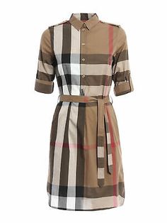 Great Shopping NWT BURBERRY KELSY BROWN CHECK COTTON BELTED DRESS US 4 / UK 6 / EU 38 $690, Women's Dresses Short Casual Dress, Burberry Dress, Mid Length Shorts, Check Dress, Short Dresses Casual, Dress Picture, Check Pattern, Belted Dress, Women's Fashion Dresses