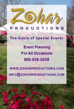 a sign that says zohr productions the gene of special events event planning for all occasions