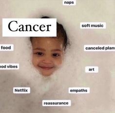 a child is smiling in the bathtub with words above it that spell out scopio