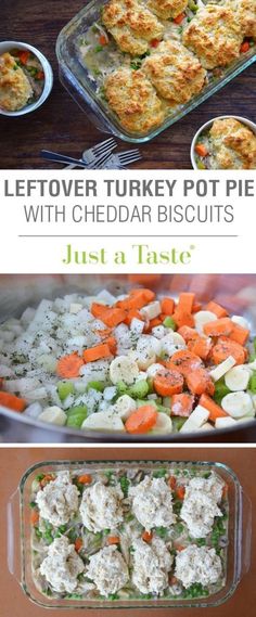 leftover turkey pot pie with cheddar biscuits is an easy and delicious side dish