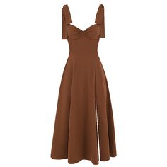 F00133431-204 Midi Sundress, Resort Dresses, Split Maxi Dress, Suspender Dress, Vacation Dresses, Mode Inspo, Brown Dress, Looks Style, Looks Vintage