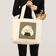 Onigiri Sushi Large Tote Bag (affiliate) Rectangular White Recyclable Canvas Bag, Eco-friendly White Shoulder Bag, Rectangular Recyclable Canvas Bag Gift, Eco-friendly Tote Bag For Personal Use, White Rectangular Canvas Bag For Personal Use, Rectangular White Canvas Bag For Personal Use, Rectangular Reusable Bag For Personal Use, Eco-friendly Rectangular Canvas Bag, Eco-friendly Rectangular Canvas Bag For Personal Use