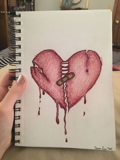 Sketch Book Idea, Indie Drawings, Heart Break, Mini Drawings, Hand Art Drawing