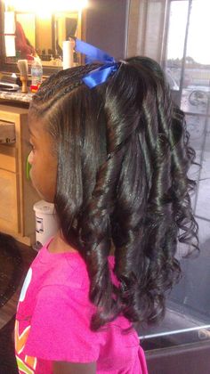 Preschool Graduation Hairstyles Black, Black Girls Hairstyles For Kids Blowout, Press And Curl Natural Hair Kids, Shirley Temple Curls Black Hair, Shirley Temple Curls, Black Hair Curls, Curls Braids, Lil Girl Hairstyles, Toddler Hairstyles