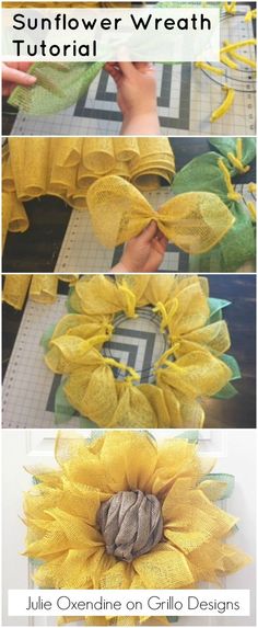 the steps to make a sunflower wreath