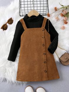 Multicolor Casual Collar   Colorblock,Plain  Embellished Medium Stretch  Young Girls Clothing Pinafore Skirt, Collared Blouse, Collar Blouse, Kids Sleepwear, Women's Summer Fashion, School Office, Girls Clothing, Spring And Fall