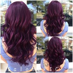 Wine Hair Color, Purple Highlights, Hair Color Purple, Burgundy Hair, Hair Color And Cut