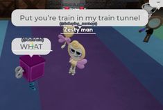 an animal crossing game with the caption'put you're train in my brain tunnel zesty man '