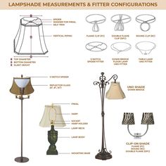 lamp shade measurements and sider configuration for lamps with shades on them