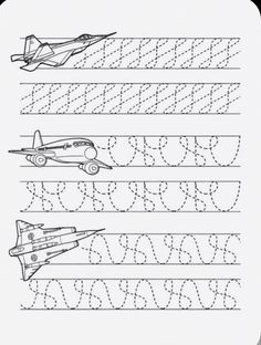 handwriting practice worksheet with airplanes and numbers