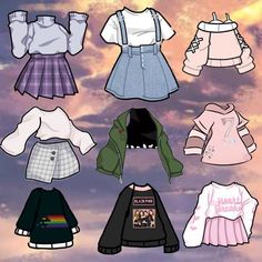 paper doll clothes are arranged in the sky