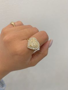 Nugget heart ring, 100% 14k gold, made in italy, has cubic zirconias that add brilliance to the piece, size 7 but we can make it to the custom you need, you can wear it daily, you can even bathe, swim or exercise if you have the part carried, if you have any questions send a message, item sold by piece, weigh undetermined. Gold Diamond Heart Ring As Gift, Gold Plated Heart-shaped Wedding Ring, Heart Shaped Gold Plated Wedding Rings, Heart-shaped Gold Plated Wedding Rings, Gold Heart-shaped Diamond Ring For Valentine's Day, Diamond Heart Ring With Vvs Clarity, Luxury 14k Gold Heart Ring With Vs Clarity, Valentine's Day Gold Heart Diamond Ring, Gold Heart-shaped Diamond Ring For Gift