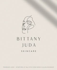 a woman's face with the words, bittany juda skin care