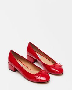 Audition Outfit, Low Block Heel Pumps, Ballet Heels, 2024 Wishlist, Steve Madden Store, Red Flats, Fall 24, Patent Shoes, Shoe Inspo