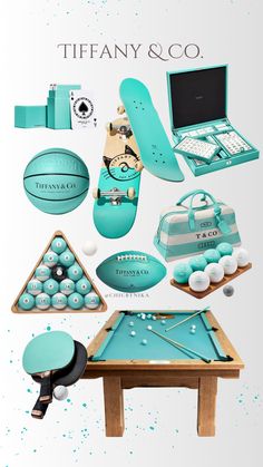 an advertisement for tiffany & co featuring various items