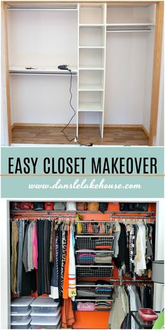 an easy closet makeover with lots of clothes and other things to do in the closet