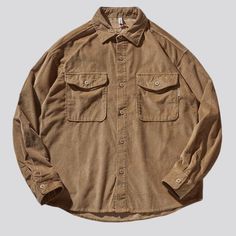 Casual Corduroy Long Sleeve Shacket, Casual Long Sleeve Corduroy Shacket, Corduroy Button-up Outerwear For Streetwear, Casual Corduroy Outerwear For Streetwear, Corduroy Outerwear With Pockets For Streetwear, Casual Single Breasted Corduroy Outerwear, Casual Corduroy Single-breasted Outerwear, Casual Single-breasted Corduroy Outerwear, Trendy Long Sleeve Corduroy Shacket