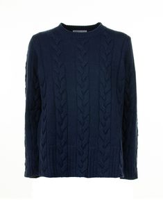 Top from Kangra Classic Navy Long Sleeve Sweater, Navy Blue Cable Knit Sweater, Navy Long Sleeve Ribbed Sweater, Navy Textured Knit Long Sleeve Tops, Navy Cotton Textured Knit Sweater, Ysl Sandals, Blue Knit Sweater, Versace Belt, Red Valentino Shoes