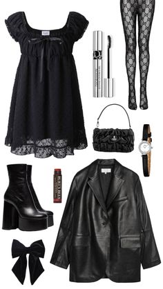 Summer Vampire Aesthetic, Romantic Punk Fashion, Black And Silver Concert Outfit, Feminine Black Outfit, Bartender Outfit Female Club, Alt Fashion Summer, The Craft Inspired Outfits, Short Black Skirt Outfit, Edgy Rock Outfits