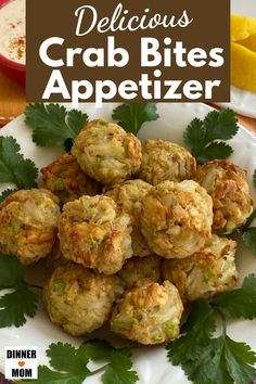 crab bites appetizer on a plate with parsley