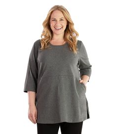 Long lasting ,high quality plus size tunics and shirts made of stretchy cotton. Shop all plus size tops at JunoActive by Junonia. Plus size tunics for leggings, women's tall length top, plus size activewear for women, cotton tunic, plus size tunic with pockets, plus size tops with pockets Closet Revamp, Plus Size Tunics, Tunics With Leggings, Plus Size Yoga, Plus Size Tunic, Activewear For Women, Pocket Tunic, Cotton Tunic, Top Plus Size