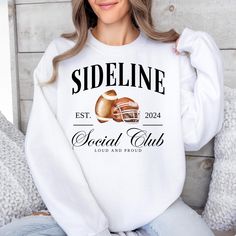 Football Sideline Social Club Sweatshirt,Football Social Club Sweatshirt,Football Mom Sweatshirt,Sideline Club Social Sweatshirt, 🌾Welcome to "Boutique Grace store"... I will be presenting sweatshirt, which are indispensable for your autumn and winter days, with special and different designs in my store.🌾 🌾Product Features ✔️Gildan® Heavy Blend™ Unisex Sweatshirt  ✔️50% Cotton / 50% Polyester ✔️Preshrunk fleece knit ✔️Classic Fit ✔️ Air jet yarns = softer feel and reduced pilling ✔️ Tear away Club Sweatshirts, Mom Sweatshirt, Football Mom, Winter Days, Social Club, Air Jet, Autumn And Winter, Unisex Sweatshirt, Product Features