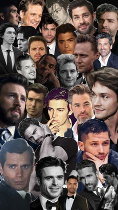 a collage of men in suits and ties with different facial expressions on their faces