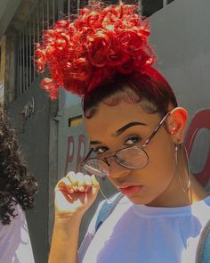 Bun Curly Hair, Cherry Red Hair, African Print Shirt, Akashi Seijuro, Gemini Tattoo, Hair Therapy, Beautiful Curly Hair, Hair Ponytail Styles, Ponytail Styles