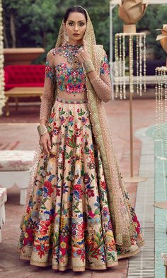 Colourful Lehenga, Ivory Lehenga, Orang India, Eastern Fashion, Heavy Dresses, Dress Illustration, Gaun Fashion, Lehenga Blouse, Indian Lehenga