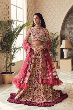 Buy Embellished Indian Pink and Golden Lehenga Choli in Premium Quality Details with Embellishments paired with Heavy Dupatta. Customizable. Fast Shipping Pink And Golden Lehenga, Golden Lehenga, Maroon Lehenga, Pink Bridal Lehenga, Heavy Dupatta, Choli Dress, Indian Pink, Heavy Dresses, Indian Bridal Lehenga