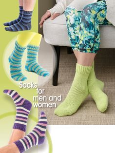 socks for men and women are shown in three different colors, with the words socks for men and women below them