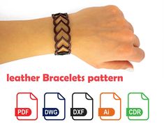 the leather bracelets pattern is shown with different colors