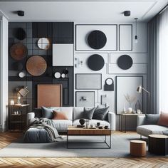 a living room filled with lots of furniture and decor