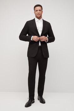 Dress your groomsmen in these classic, affordable black suits from our friends at SuitShop. Men's Black Suit, Mens Black Suit Jacket, Classic Black Suit, Black Suit Men, Blazer Men, Black Suit Jacket, Black Jackets, Groomsmen Suits, Back Drop